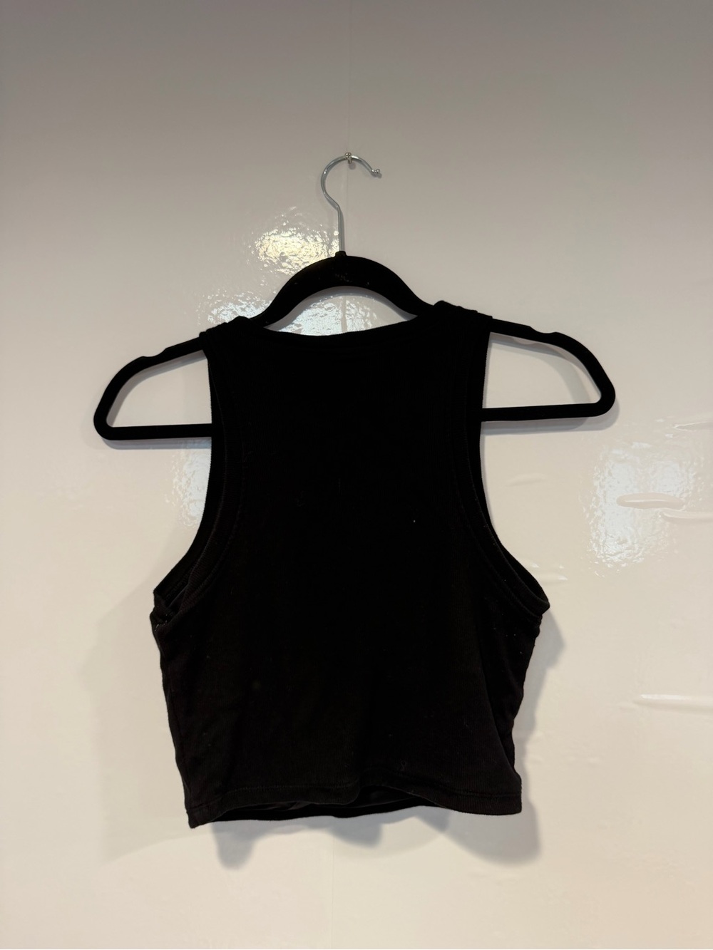 Black Racerback Klassy Network Ribbed Crop Tank Top - Picture 3 of 3